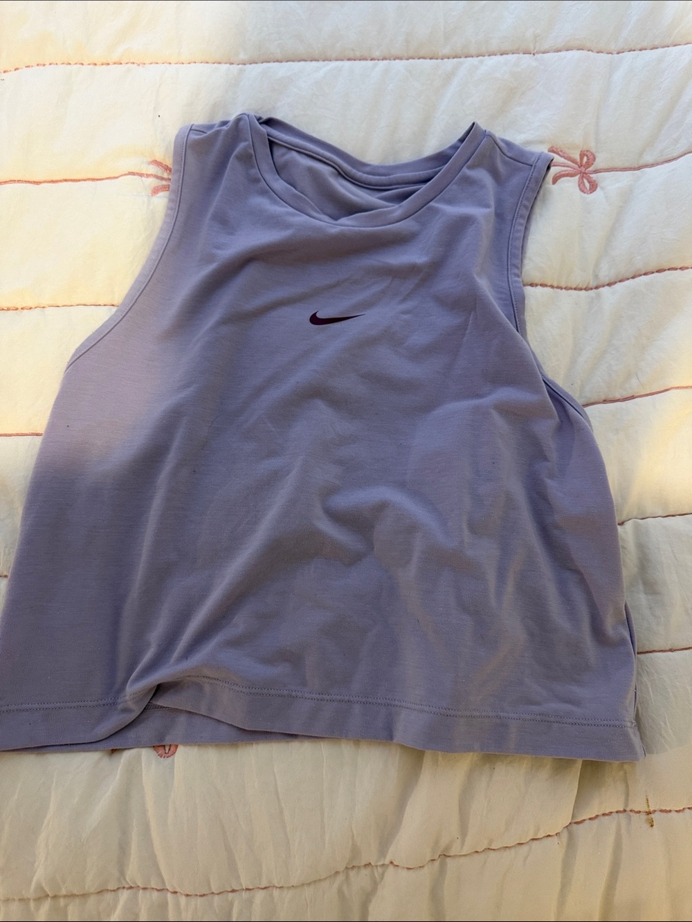 Nike Women’s Lavender Sleeveless Training Tank with Maroon Swoosh